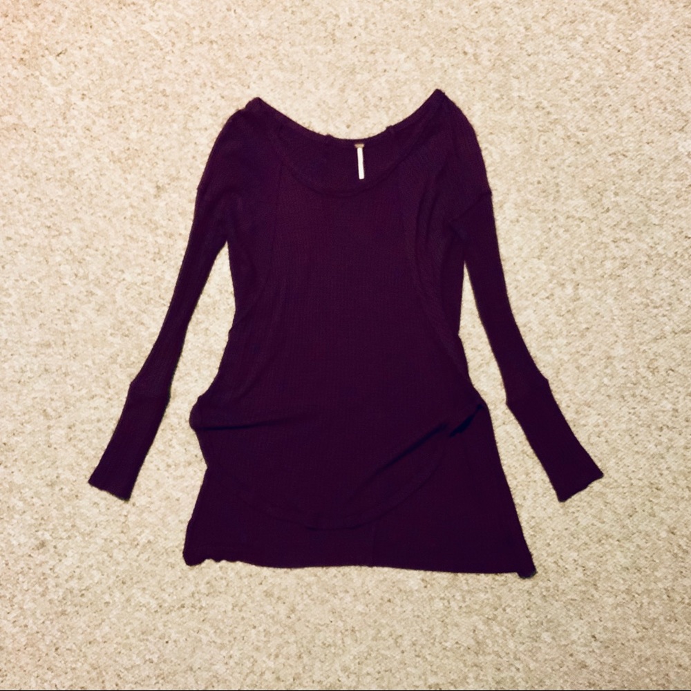 Free People Wine Colored Textured Sweater